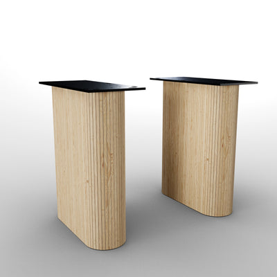 Ovale Tischgestelle aus Eiche-Stäbchenholz (Satz)