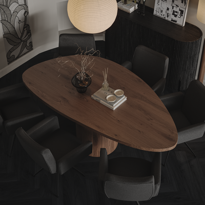 Ovaler Esstisch „Walnut“ aus massivem Eichenholz mit Säulenfuss