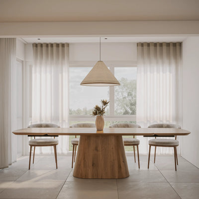 Dänisch-ovaler Esstisch „Romeo“ Aus Massivem Eichenholz Mit Ansteckplatten