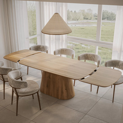 Dänisch-ovaler Esstisch „Romeo“ Aus Massivem Eichenholz Mit Ansteckplatten