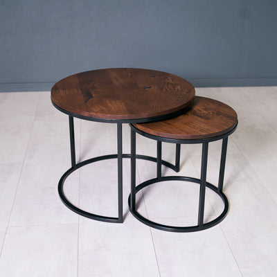Couchtisch aus Eichenholz, 2er Set